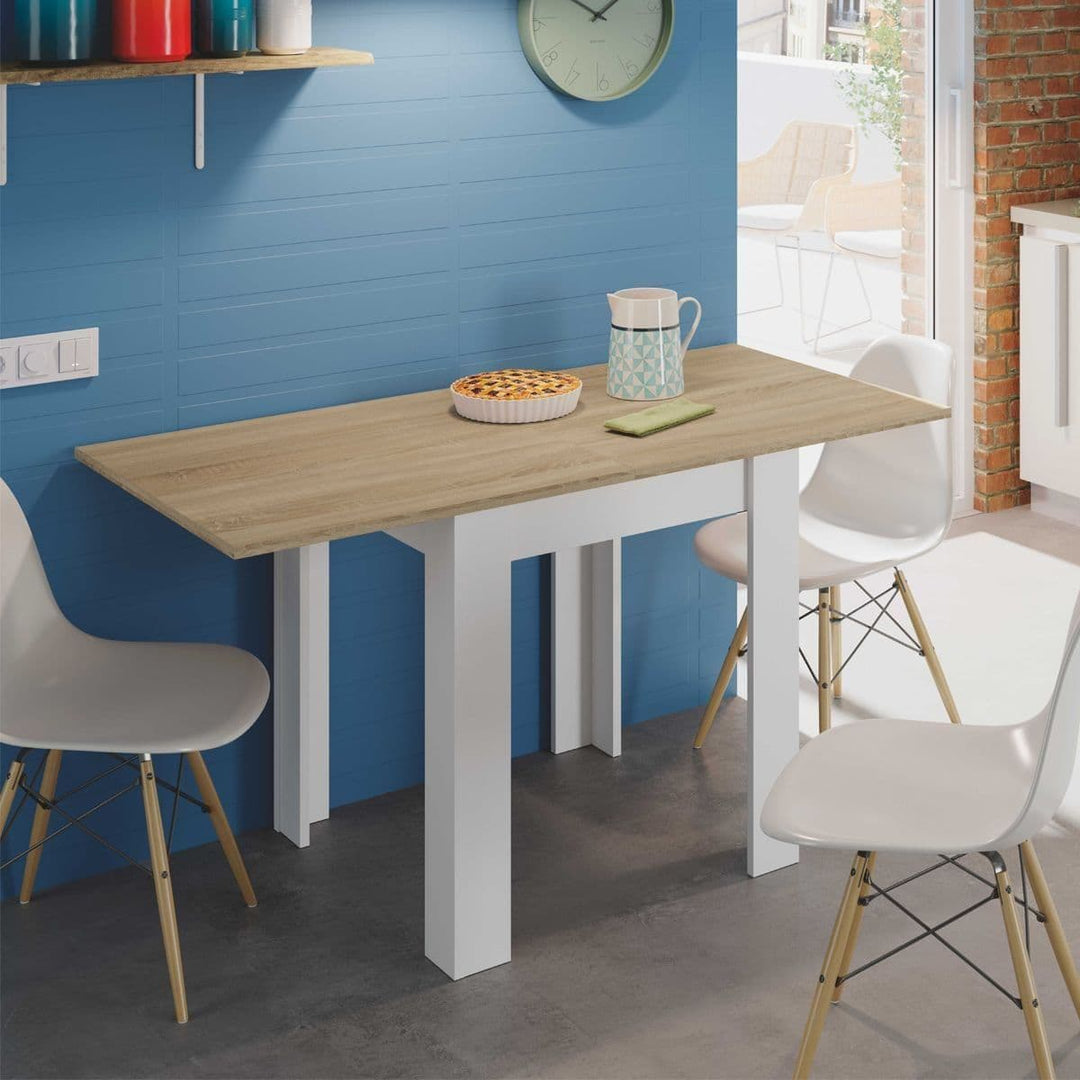 Espana White And Light Oak Effect Small Extending Dining Table