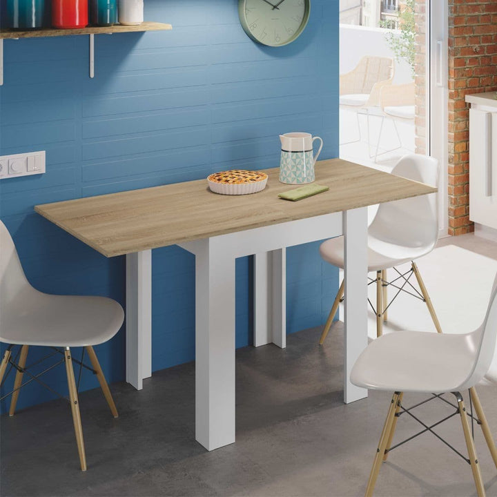 Espana White And Light Oak Effect Small Extending Dining Table