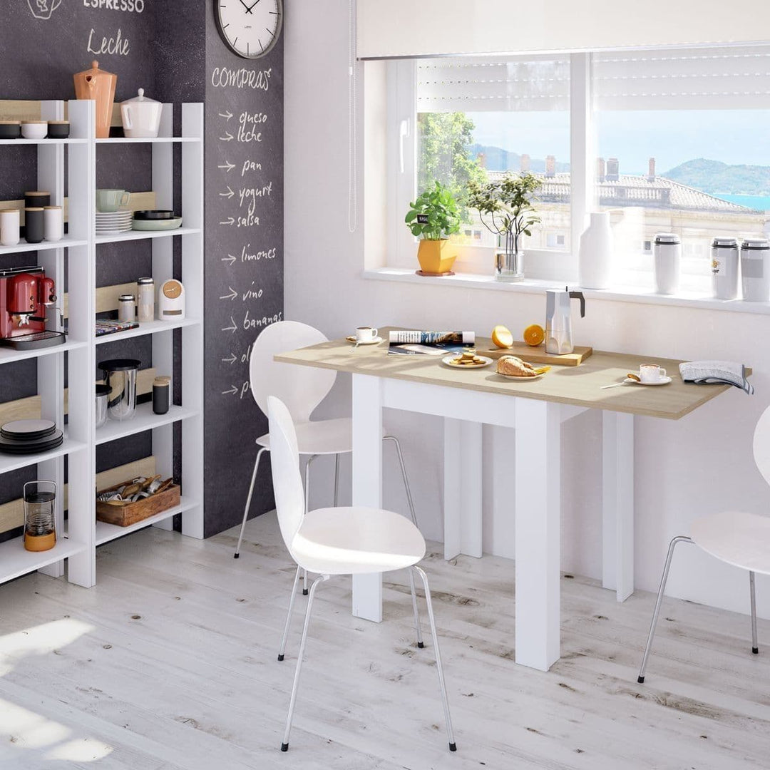 Espana White And Light Oak Effect Small Extending Dining Table