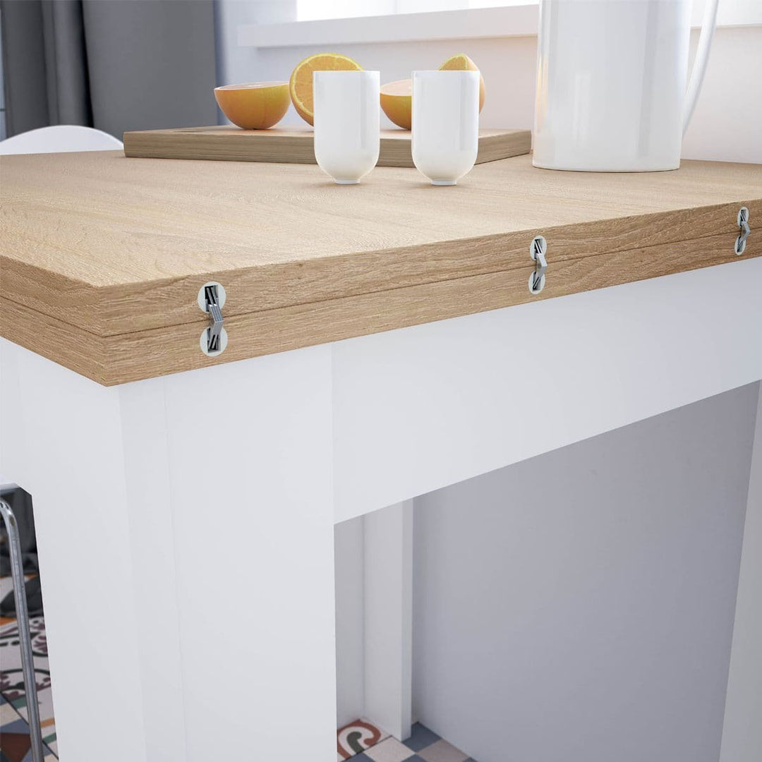 Espana White And Light Oak Effect Small Extending Dining Table