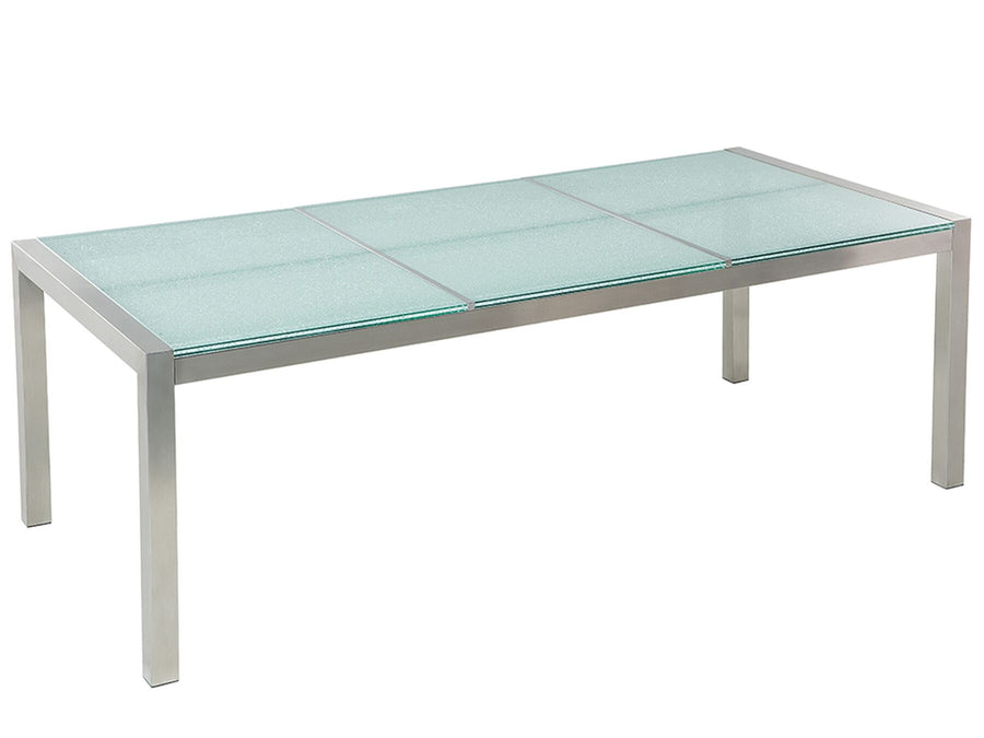 Grosseto Garden Dining Table 220 cm 100 cm Cracked Glass Transparent