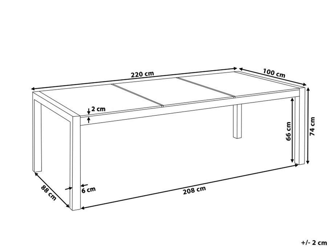 Grosseto Garden Dining Table 220 cm 100 cm Cracked Glass Transparent