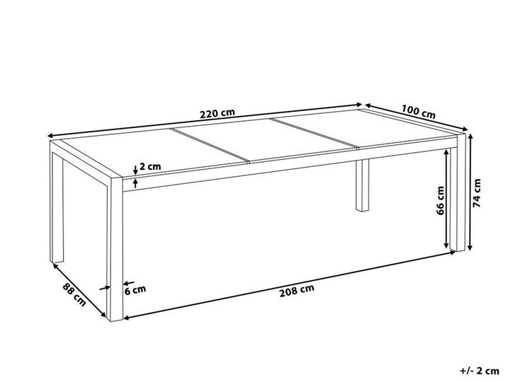Grosseto Garden Dining Table 220 cm 100 cm Cracked Glass Transparent