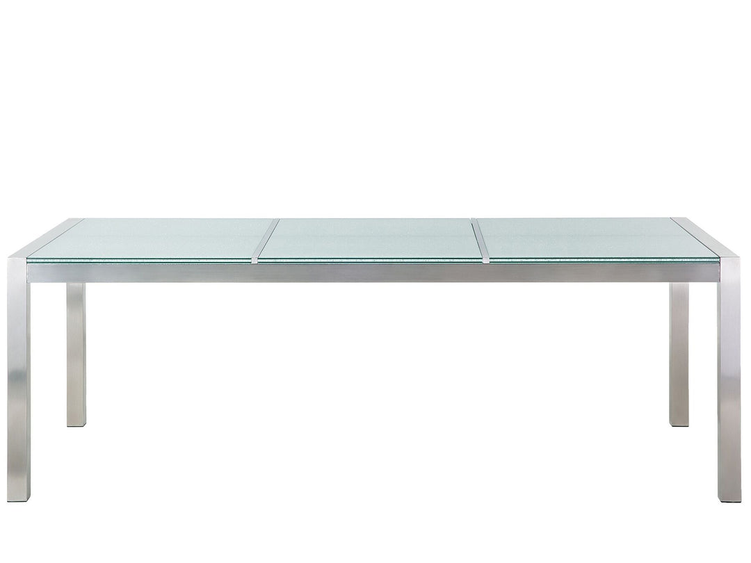 Grosseto Garden Dining Table 220 cm 100 cm Cracked Glass Transparent