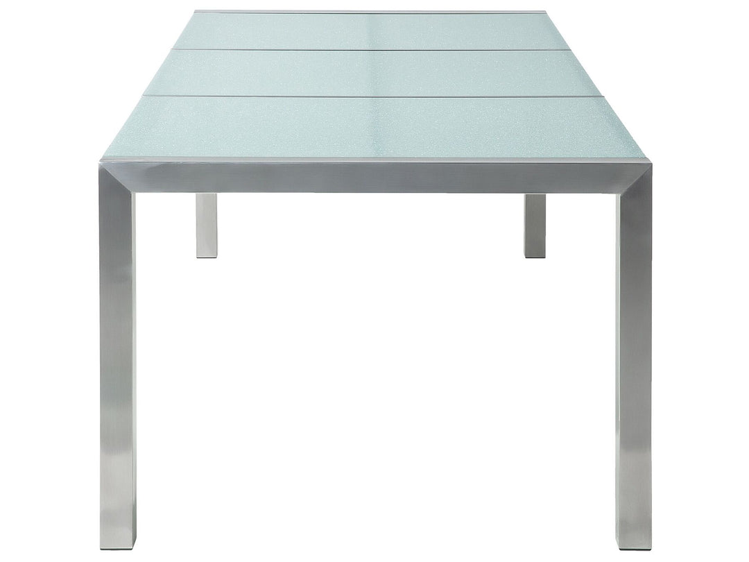 Grosseto Garden Dining Table 220 cm 100 cm Cracked Glass Transparent