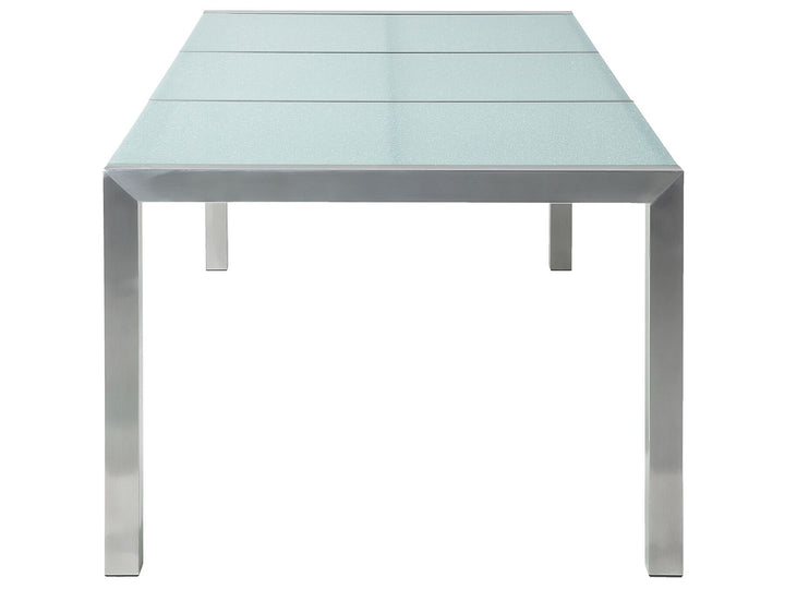 Grosseto Garden Dining Table 220 cm 100 cm Cracked Glass Transparent
