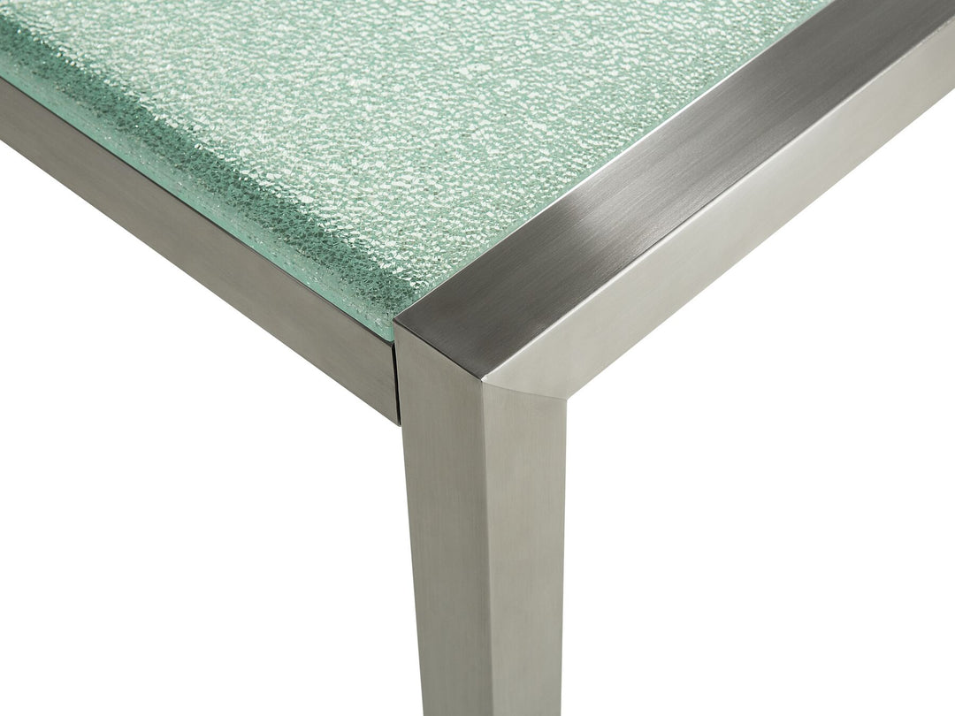 Grosseto Garden Dining Table 220 cm 100 cm Cracked Glass Transparent