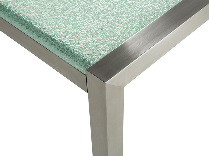 Grosseto Garden Dining Table 220 cm 100 cm Cracked Glass Transparent