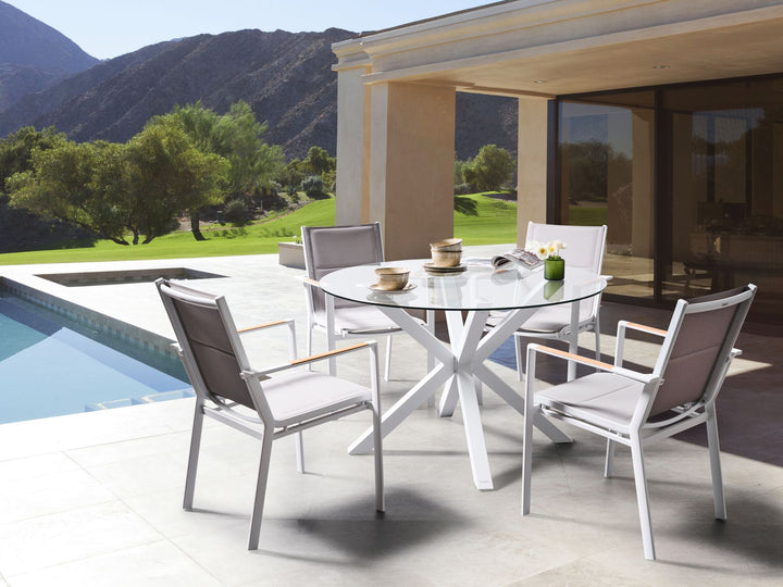 Maletto Garden Dining Table 120 cm 120 cm Glass White