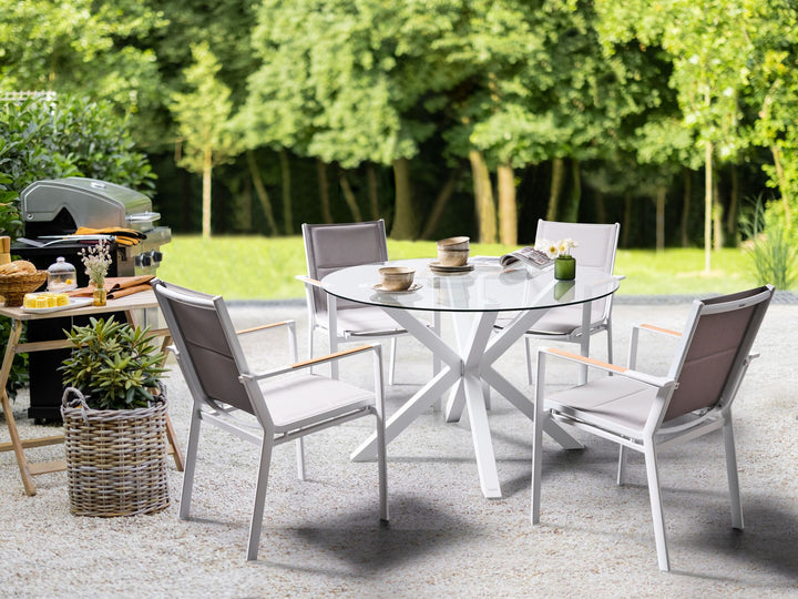 Maletto Garden Dining Table 120 cm 120 cm Glass White