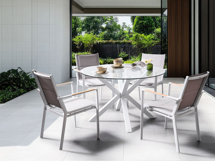Maletto Garden Dining Table 120 cm 120 cm Glass White