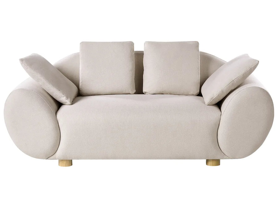 light beige fabric 2 seater sofa with plush cushions