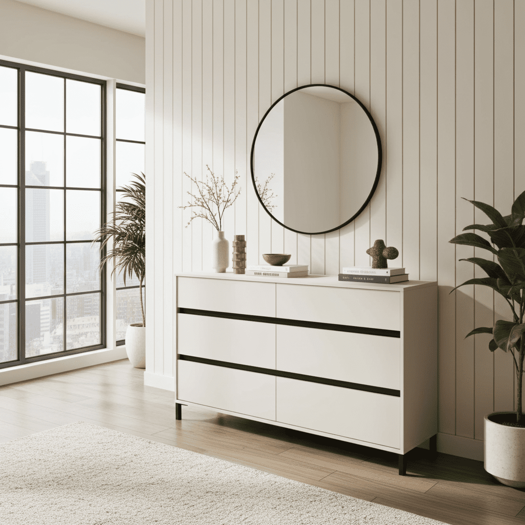 Cashmere wide chest of drawers with multiple spacious drawers