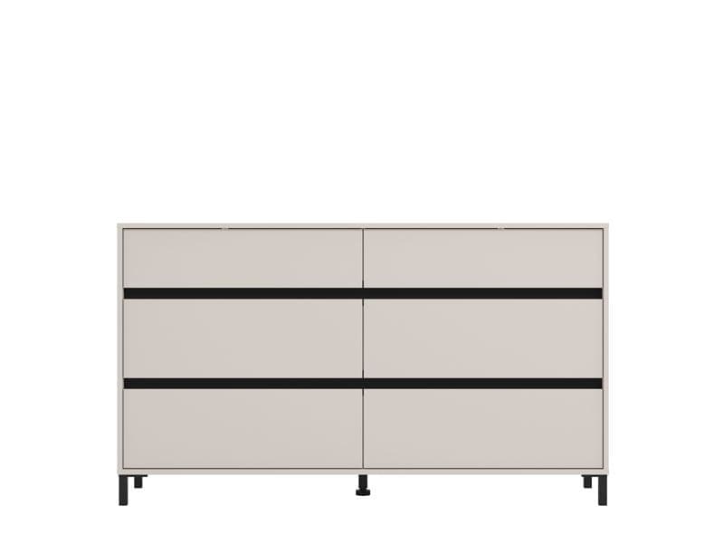 Beige cabinet with black accents on a white background