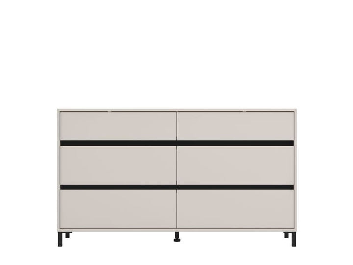 Beige cabinet with black accents on a white background