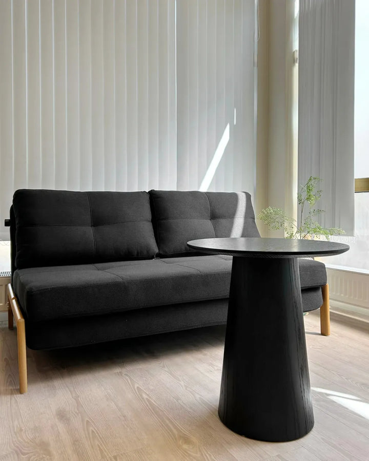 Sofa Bed 2 Seater Fabric Black Blancha