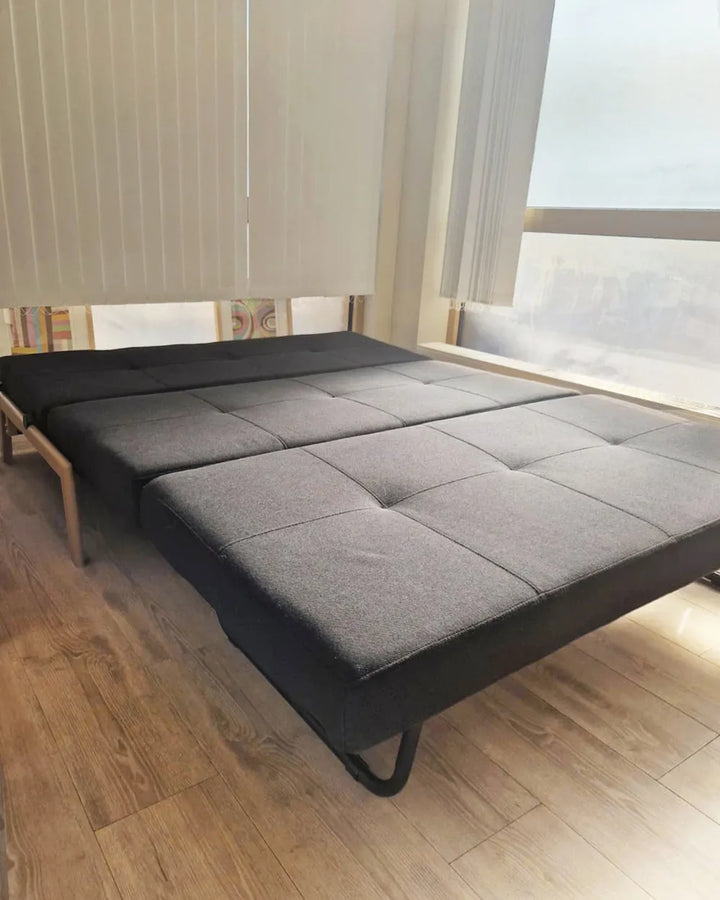 Sofa Bed 2 Seater Fabric Black Blancha
