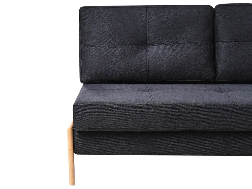 Sofa Bed 2 Seater Fabric Black Blancha