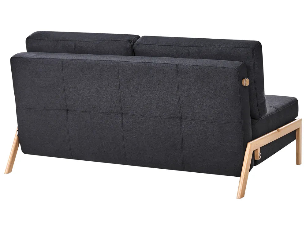 Sofa Bed 2 Seater Fabric Black Blancha