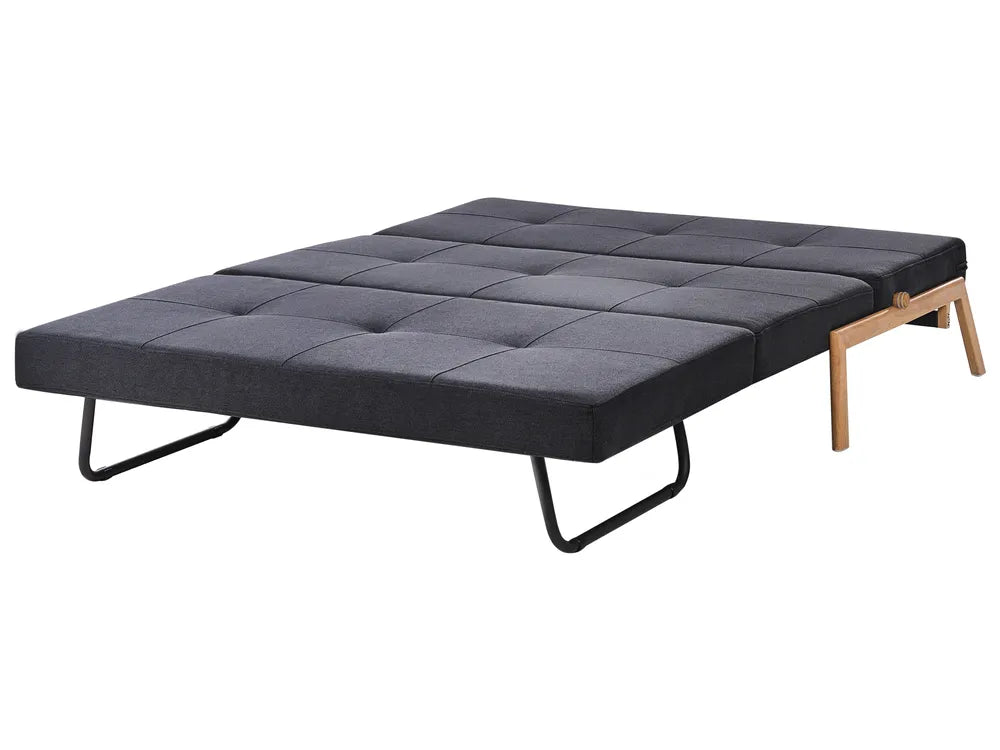 Sofa Bed 2 Seater Fabric Black Blancha