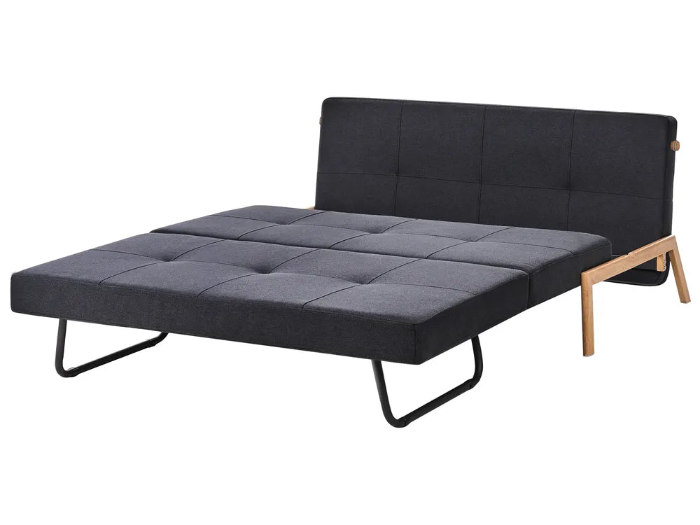 Sofa Bed 2 Seater Fabric Black Blancha