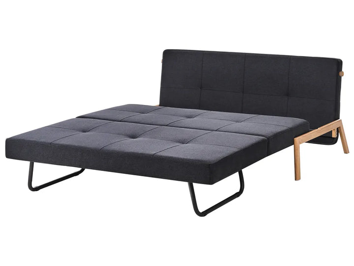 Sofa Bed 2 Seater Fabric Black Blancha