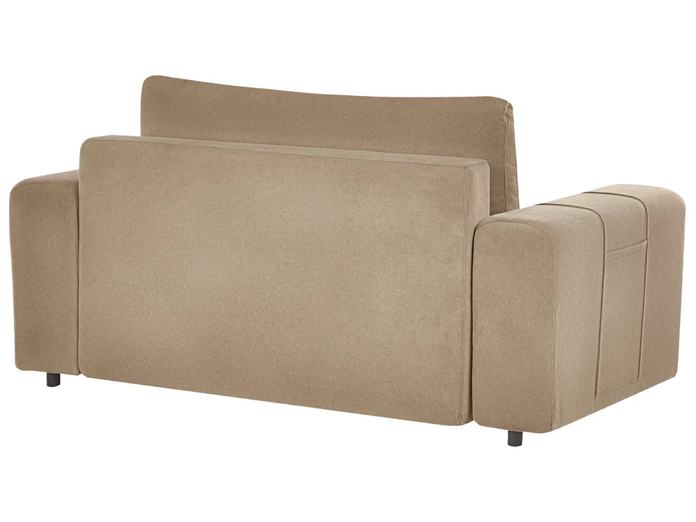 Sofa Bed 2 Seater Fabric Brown with Storage Rista
