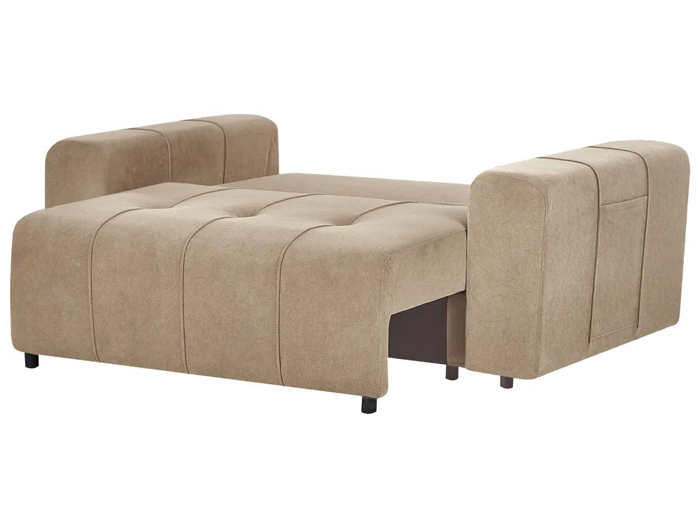 Sofa Bed 2 Seater Fabric Brown with Storage Rista