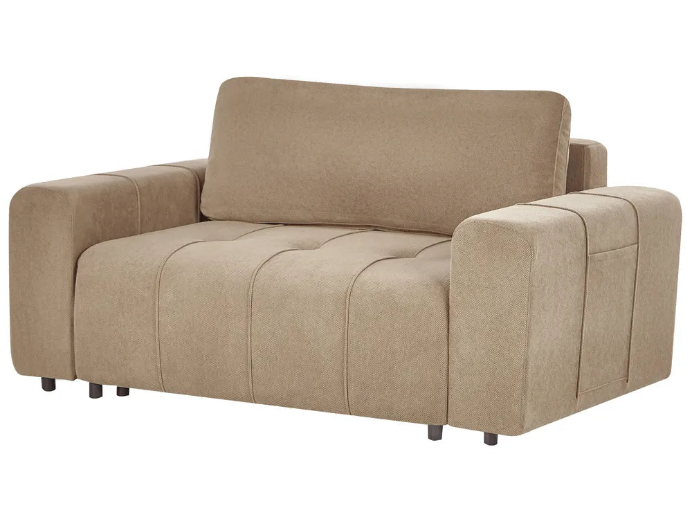 Sofa Bed 2 Seater Fabric Brown with Storage Rista