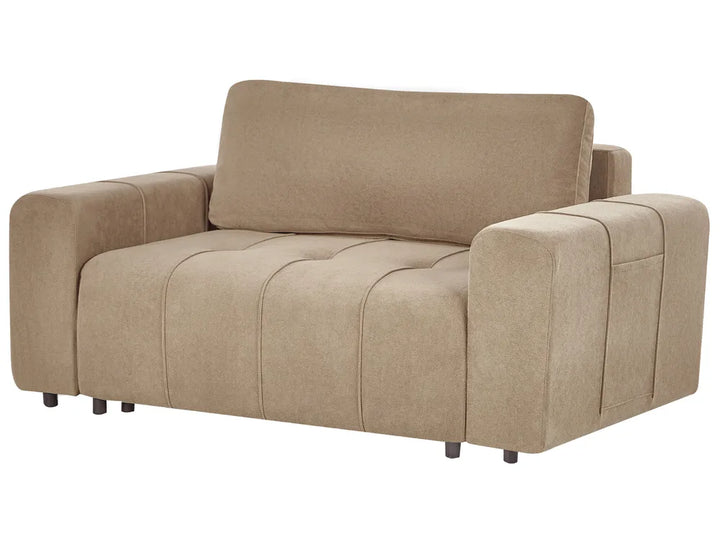 Sofa Bed 2 Seater Fabric Brown with Storage Rista