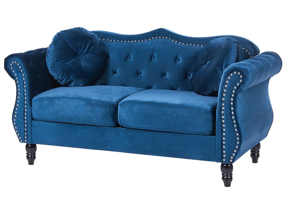 Sofa 2 Seater Velvet Navy Blue Drinel