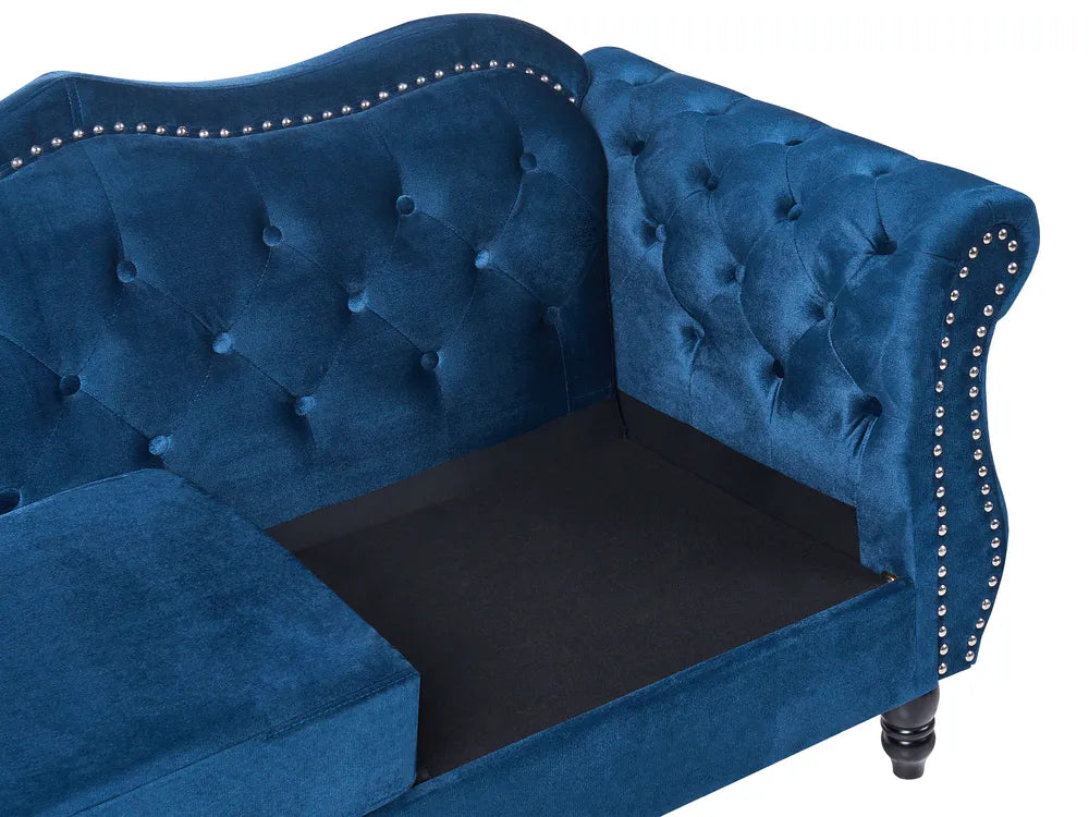 Sofa 2 Seater Velvet Navy Blue Drinel
