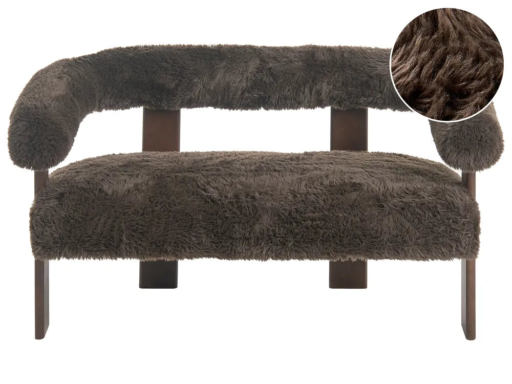 Sofa 2 Seater Faux Fur Dark Brown Askolds