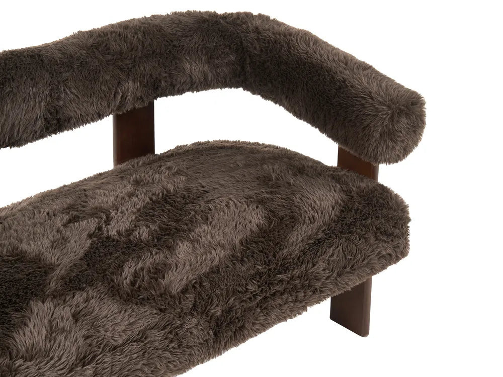 Sofa 2 Seater Faux Fur Dark Brown Askolds