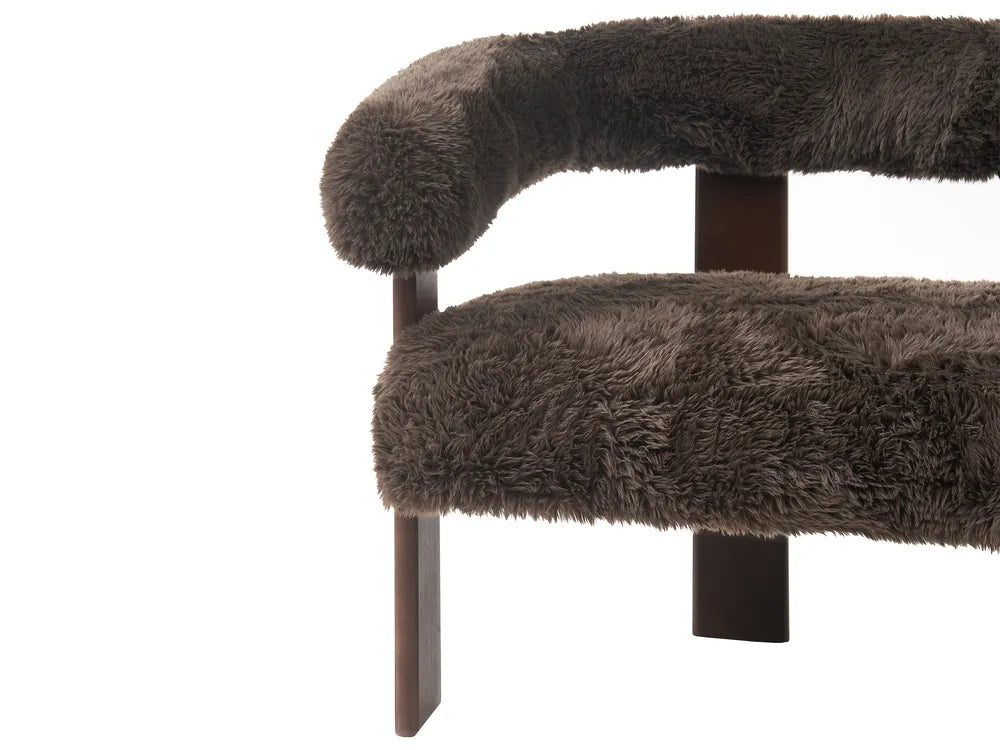 Sofa 2 Seater Faux Fur Dark Brown Askolds