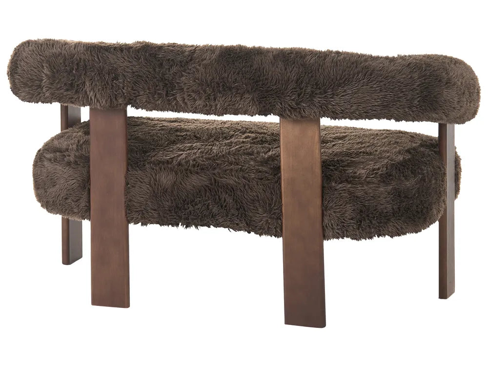 Sofa 2 Seater Faux Fur Dark Brown Askolds