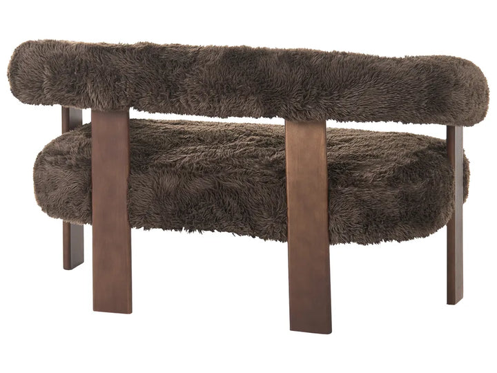 Sofa 2 Seater Faux Fur Dark Brown Askolds