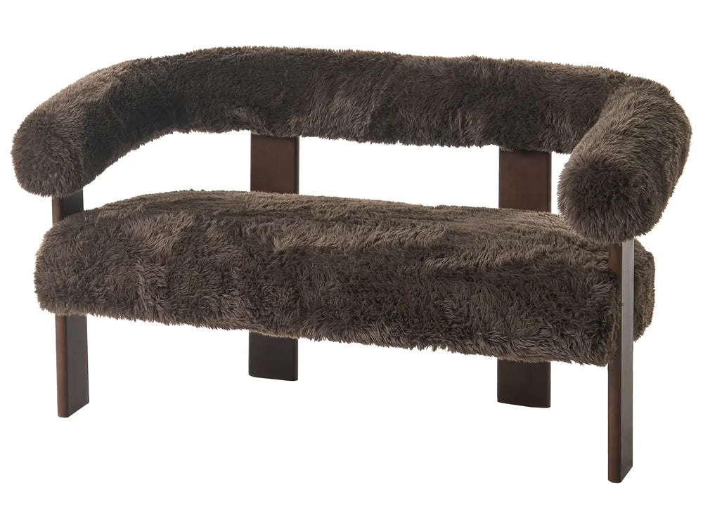 Sofa 2 Seater Faux Fur Dark Brown Askolds