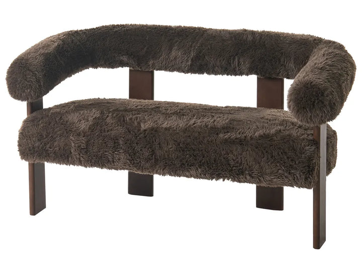 Sofa 2 Seater Faux Fur Dark Brown Askolds