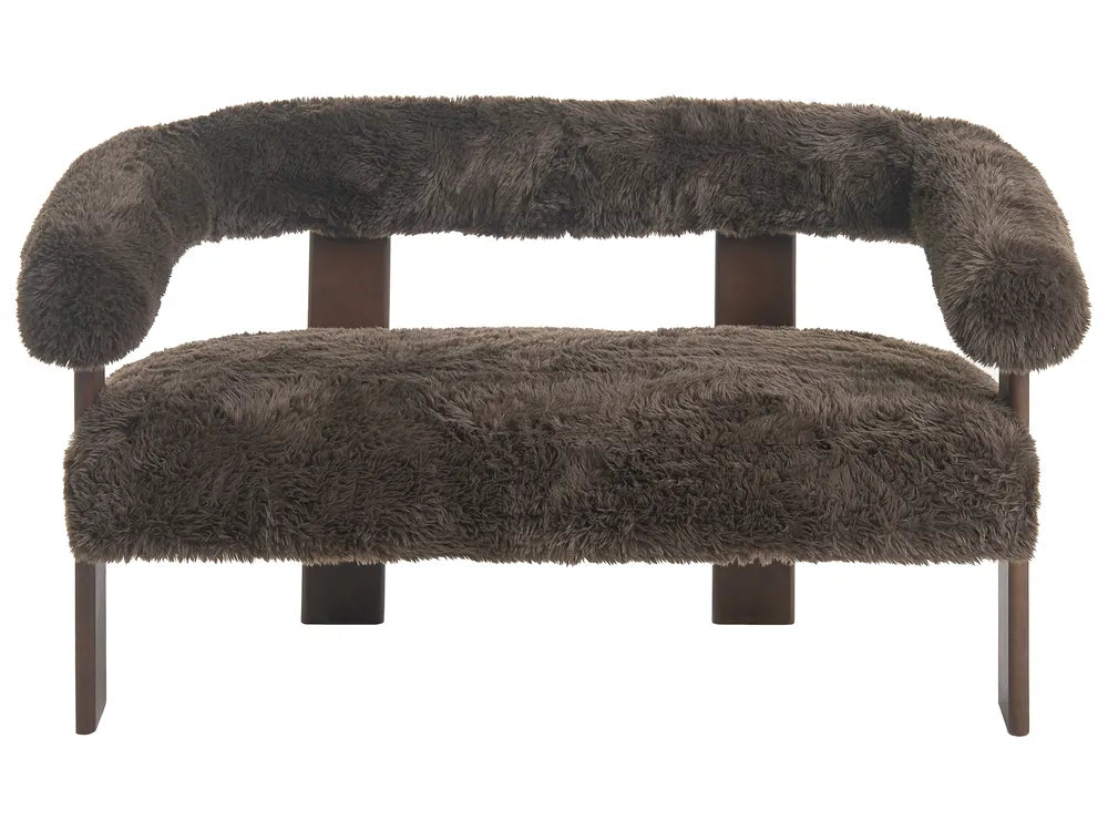 Brown fur bench on a white background