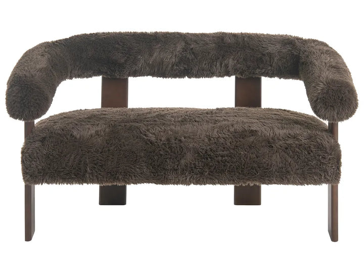 Brown fur bench on a white background
