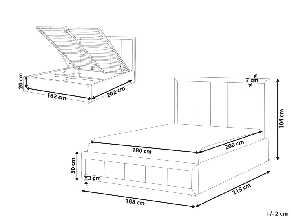 Ottoman Bed Chenille 180 x 200 cm (EU Super King) Taupe Chandler