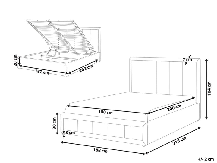 Ottoman Bed Chenille 180 x 200 cm (EU Super King) Taupe Chandler