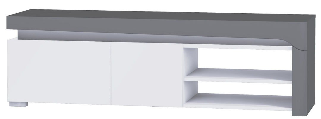 White entertainment console with gray 