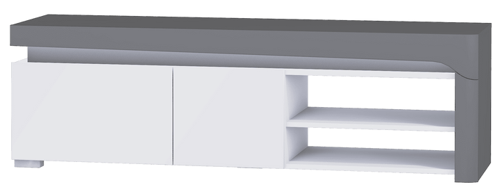 White entertainment console with gray 