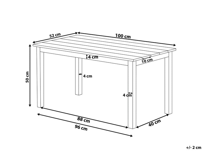 Messina Garden Dining Table 100 cm 52 cm White