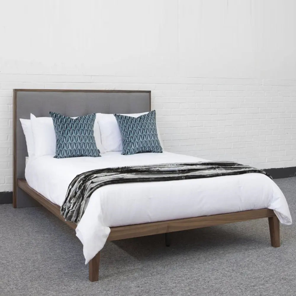 Calla Double Beds in Walnut/Grey