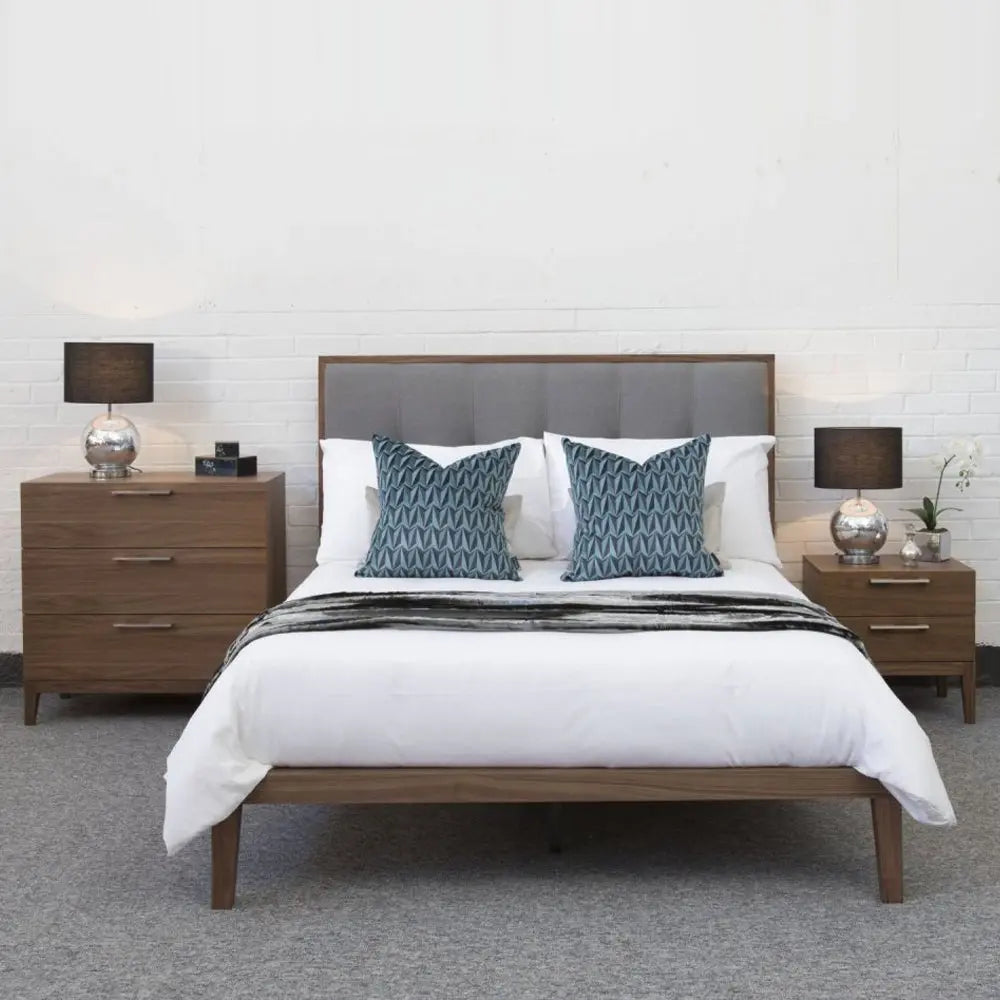 Calla Double Beds in Walnut/Grey