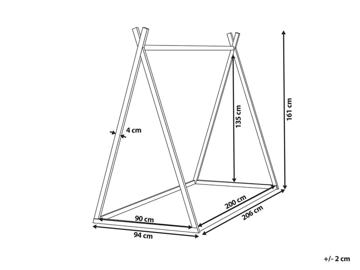 Kids Bed Teepee Pine Wood 90 x 200 cm (EU Single) Grey Akkie