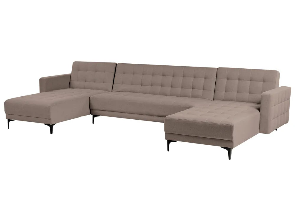 Modular U-Shape Sofa Bed 5 Seater Fabric Taupe Amaron